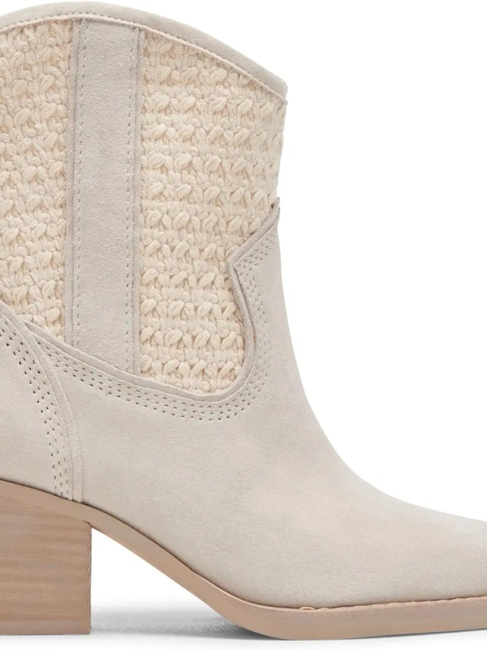 Dolce Vita Cream Woven Suede Ankle Boots